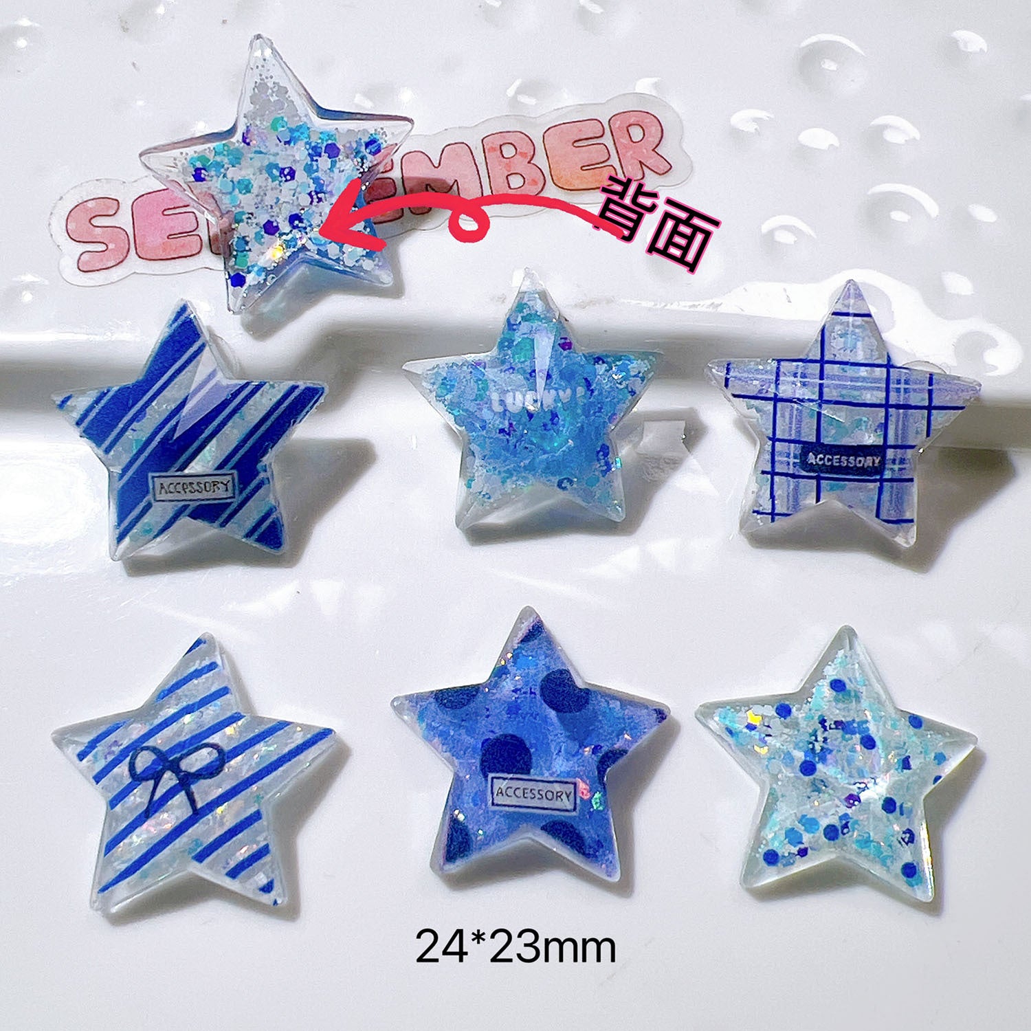 diy Handmade accessories, shoe decorations, children's hair accessories, clips, toys ab Sky blue pentagram sticker Secondary image