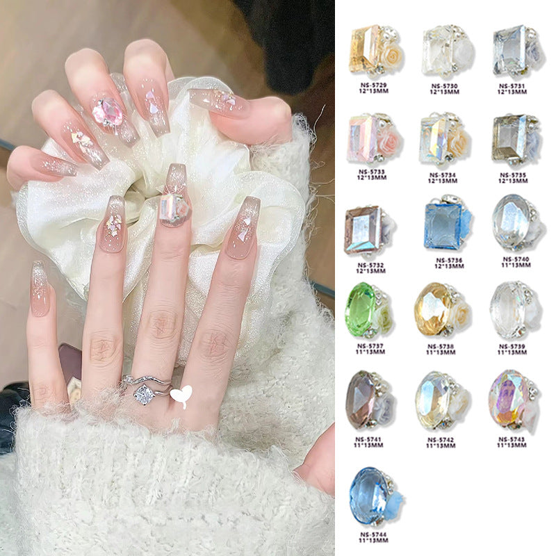 Crystal sugar cube nail art decorations, new right-angle dove egg, rose, camellia, sugar cube rhinestones Secondary image