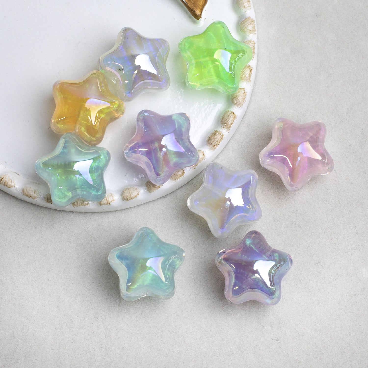 21Cold Moonlight Encounter Oil Painting Pentagram Electroplated Resin Beads with Through Hole Loose Beads diy Bracelet Jewelry Accessories Secondary image