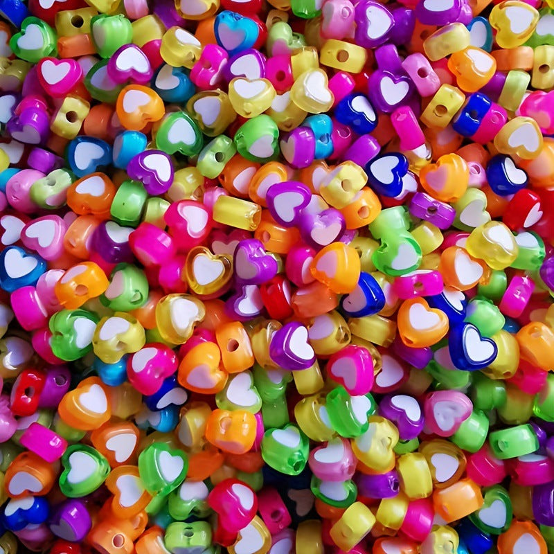8mm Heart-shaped mixed-color bead-in-bead assorted acrylic beads DIY Bracelets, phone chains, beaded jewelry accessories, loose beads Secondary image