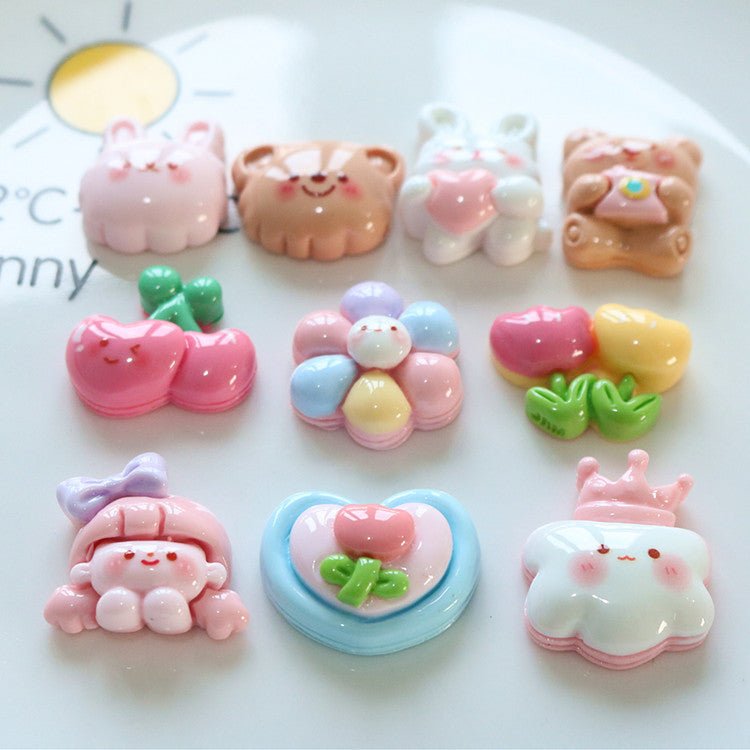 Glossy Resin Crown White Clouds Colorful Flowers Tulips Children's Hair Clip Materials Handmade Flat Back Patches Secondary image
