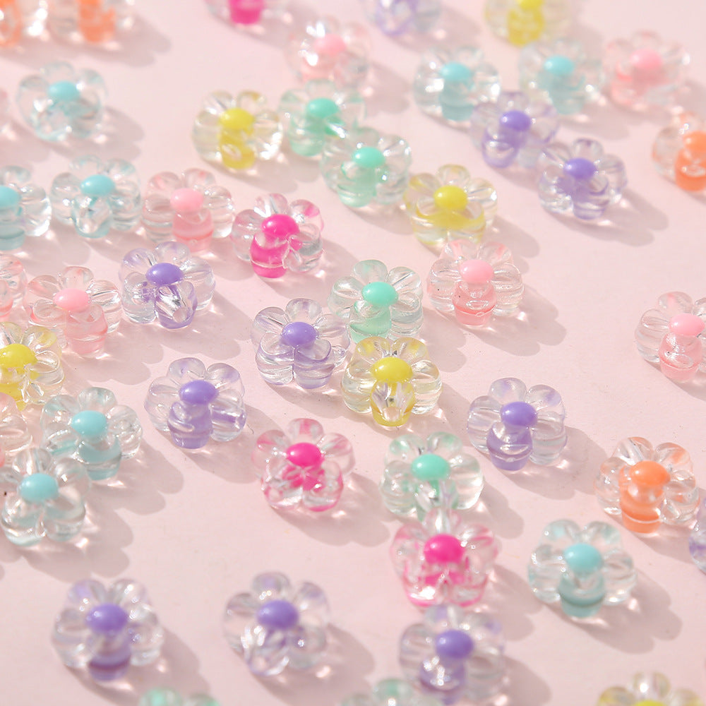 Acrylic flower bead-in-bead Fresh and transparent diy Beaded Hair rope bracelet jewelry accessories Secondary image