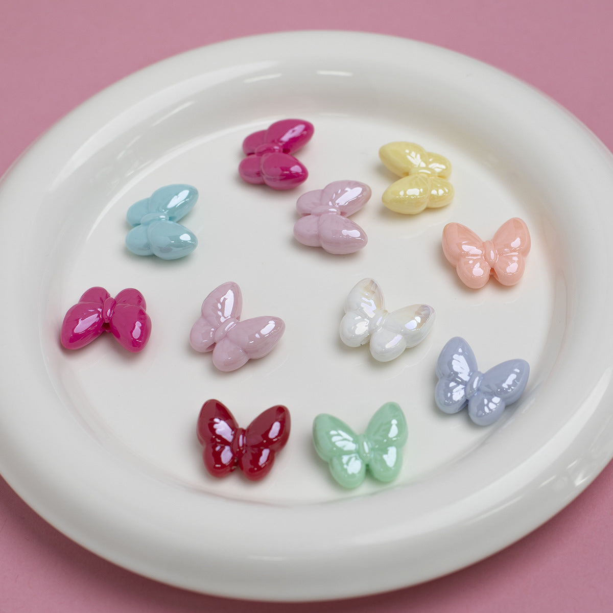 Acrylic Cold Moon Colorful Butterfly Dopamine Color Series Electroplated Through-Hole Loose Beads diy Bracelet accessories Secondary image