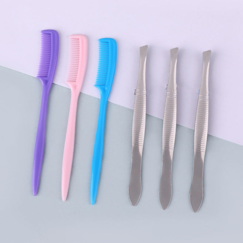 Stainless steel eyebrow clip eyebrow trimming tool eyebrow scissors eyebrow clip small mirror small eyebrow comb set Secondary image