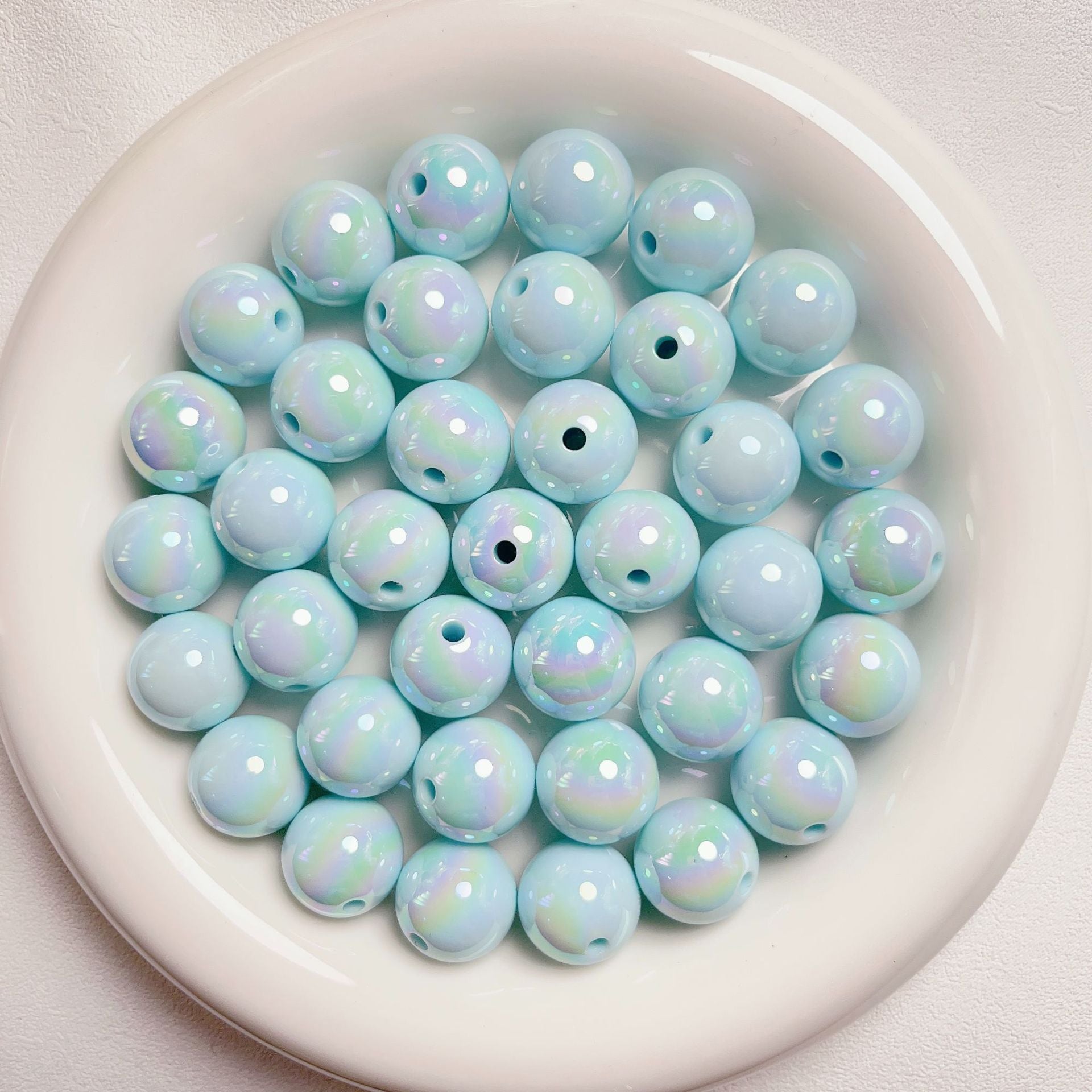 Creamy style uv Electroplated solid color glossy straight hole diy Beaded car hanging phone chain handmade pendant materials Secondary image