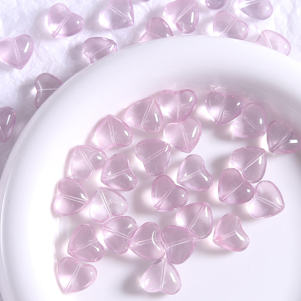 Heart-shaped glass beads in jelly colors, loose beads for stringing diy Handmade bracelet and necklace jewelry materials and accessories Secondary image