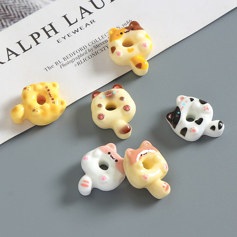 Cartoon Cute Kitten Donut Cream Glue DIY Phone Case Hairpin Fridge Magnet Handmade Resin Jewelry Accessories Secondary image