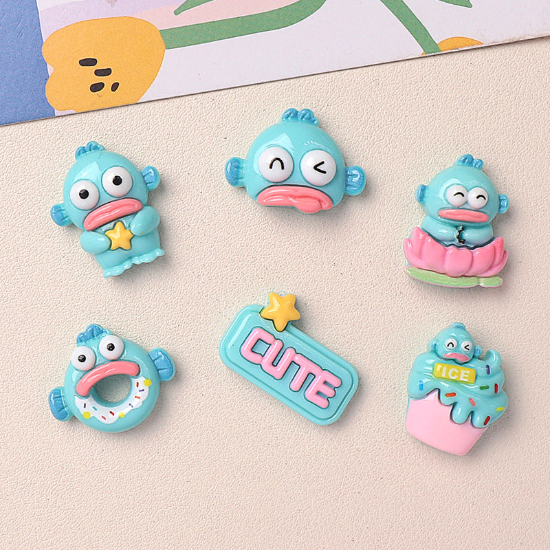 Cartoon shiny summer ugly fish DIY resin accessories for handmade hair clips, phone cases, water cups, and headwear Secondary image