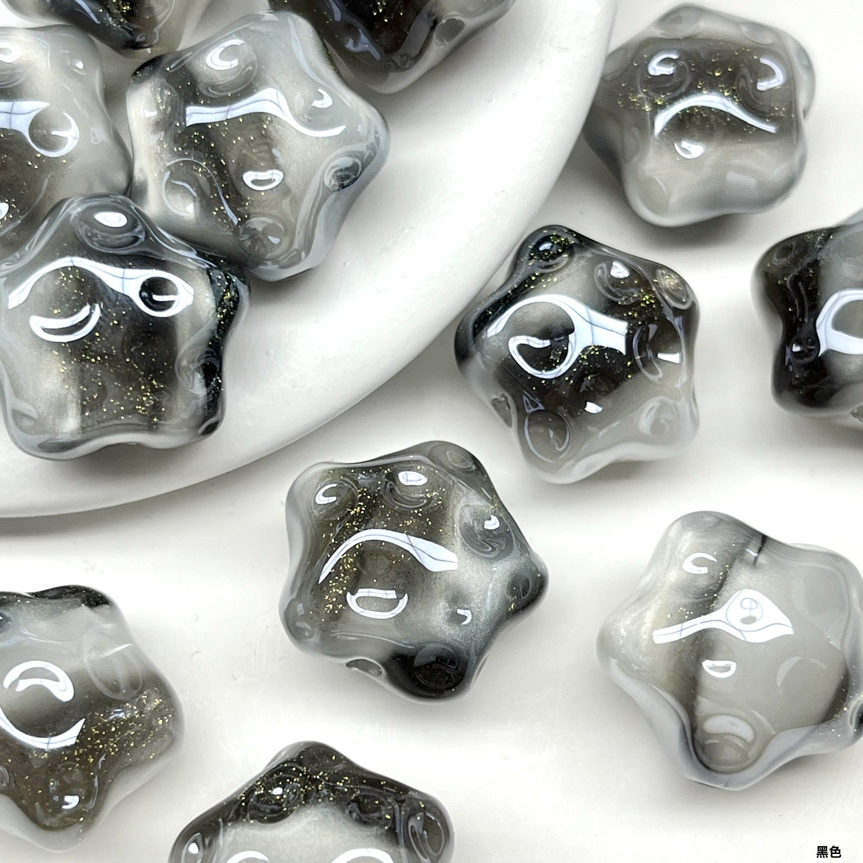 Cheese star-shaped irregular beads electroplated resin through-hole straight-hole loose beads diy Bracelet string pen jewelry accessories Secondary image