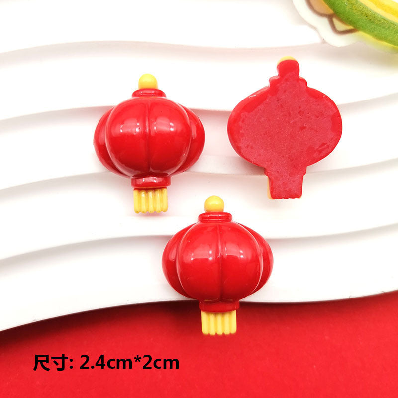 Glossy New Year Firecracker Lucky Bag Red Envelope Chinese Knot Lantern DIY Resin Accessories Hairpin Phone Case Decoration Patch Secondary image