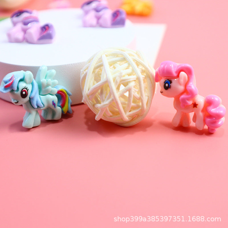 Colorful Pony Glossy Cartoon Tassel Horse Resin Accessories DIY Cream Glue Handmade Keychain Secondary image