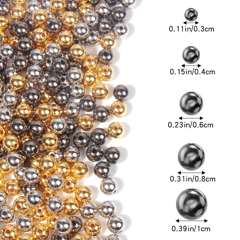 CCB Electroplated gold and silver straight-hole metallic beads  diy Bracelet pendants and accessories Secondary image