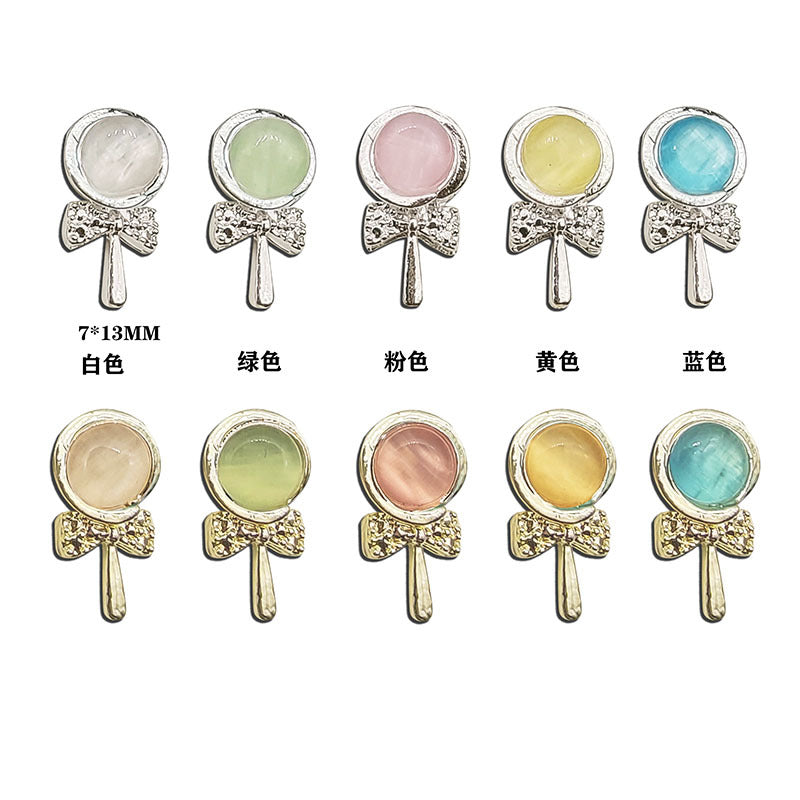 Alloy lollipop colorful nail art accessories candy metal decorative nail stickers DIY 3D Nail Art Rhinestones Secondary image