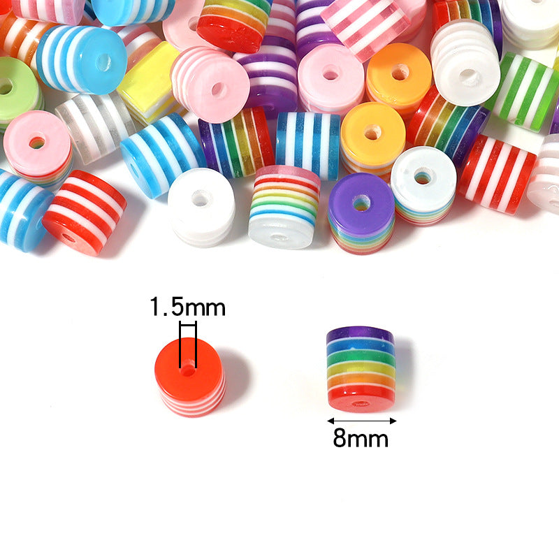 Resin rainbow striped cylindrical beads candy color mixed beads for children diy Beaded bracelet spacer bead accessories materials Secondary image