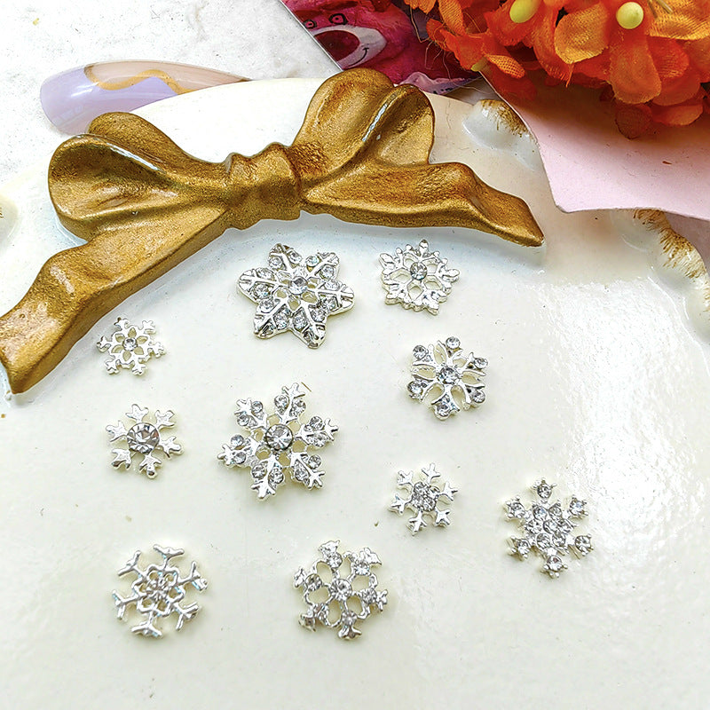 Christmas nail art accessories alloy snowflake hollow diamond nail stickers nail decoration Secondary image