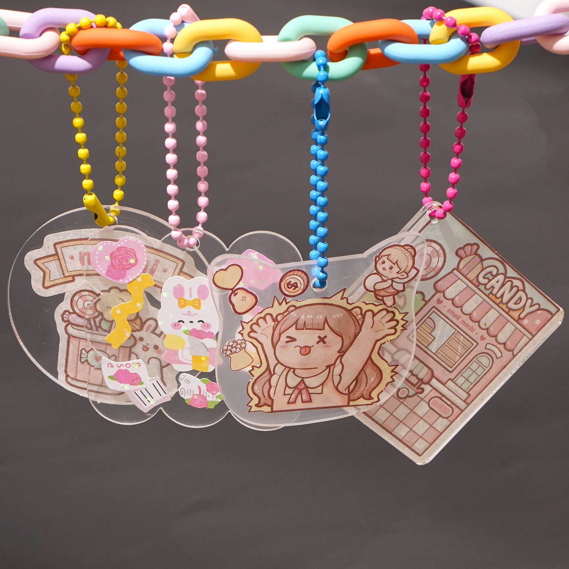 Acrylic transparent DIY cat and flower keychain bag accessory blank card pendant parts Secondary image