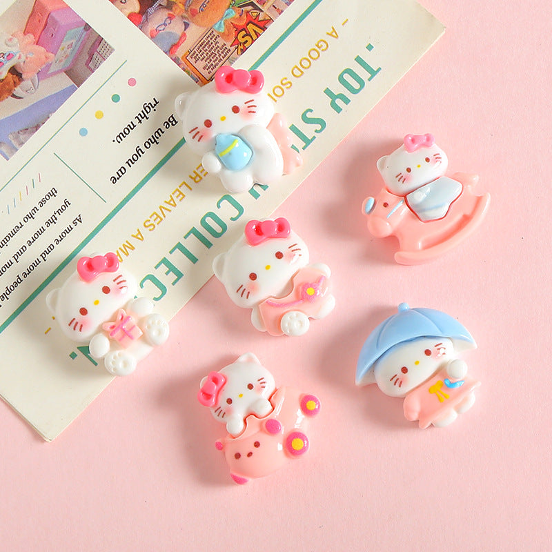 Cartoon pink bow KT cat resin accessories for DIY cream glue cup, refrigerator magnets, shoe buckle accessories Secondary image