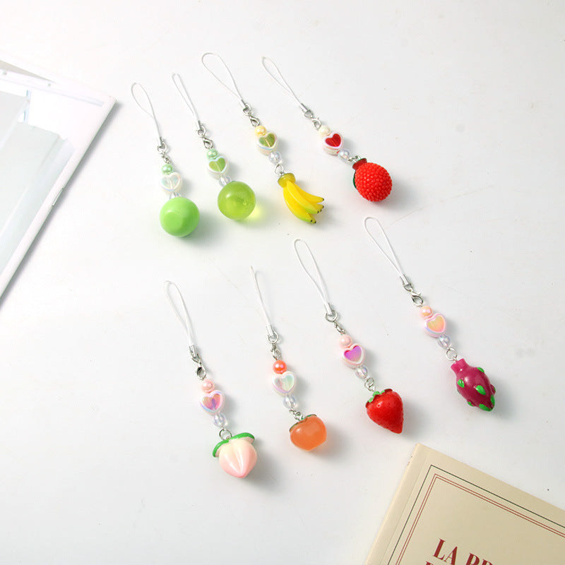 Fruit-themed fresh and simple versatile phone chain accessory, earphone case, phone case pendant, anti-loss hanging ornament, bag accessory サブ画像