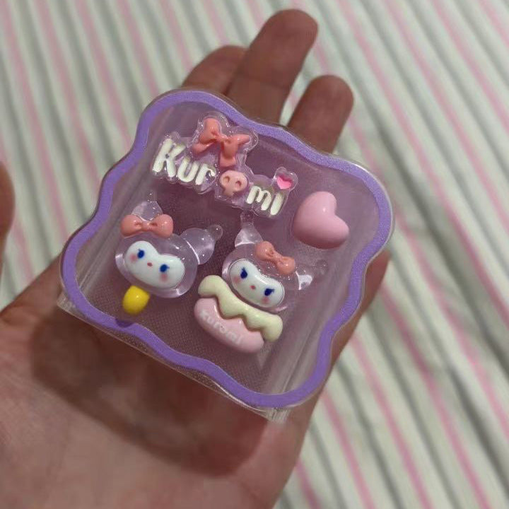 Glossy Cartoon Resin Accessories Phone Case Charger Transparent DIY Accessories Black Ornaments Handmade Kuromi Secondary image