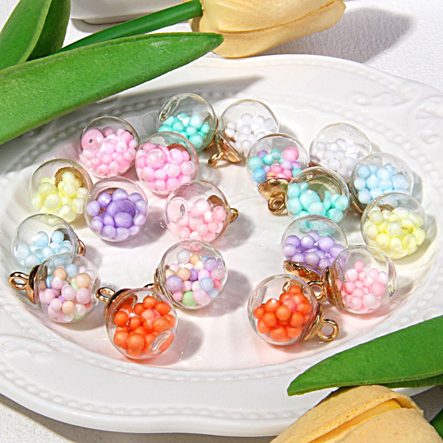 Colorful Crystal Glass Ball Pendant Glass Ball Ornament DIY Bracelet Beaded Earrings Necklace Pendant Jewelry Accessories Secondary image