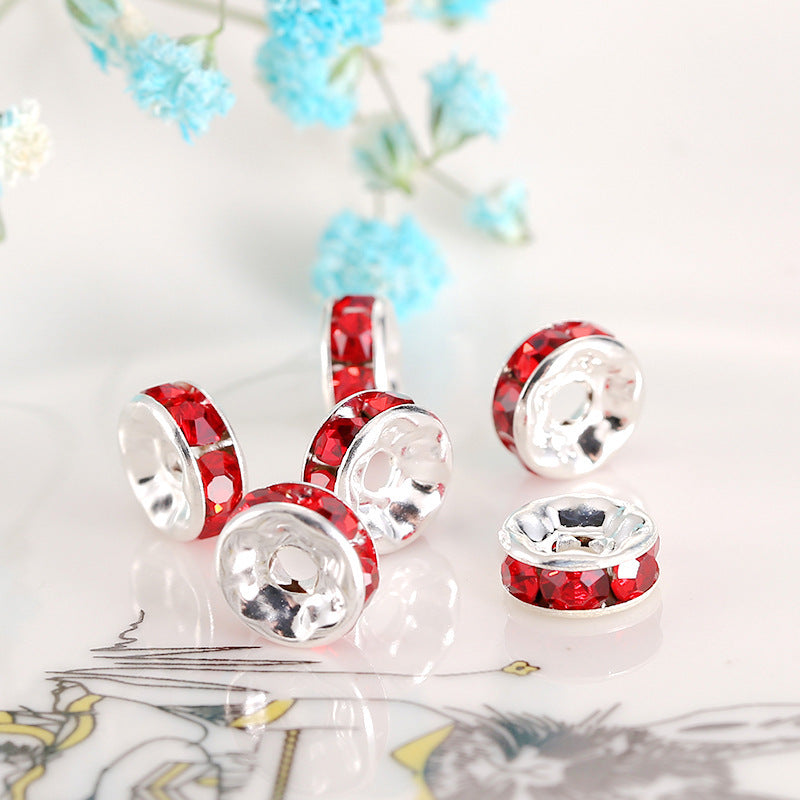 Hand-drilled ring spacer beads Colorful bracelet with diamond-encrusted wheel-shaped spacers6/8/10/12mm diy Ornament Accessories Secondary image