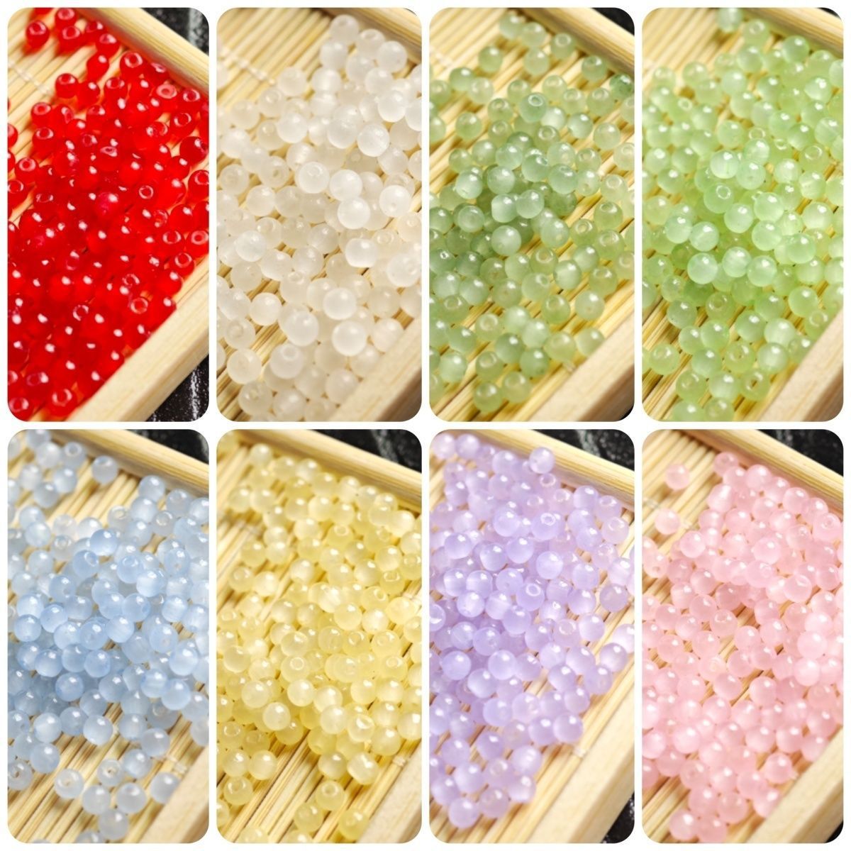 4mm Beaded bracelet, glass imitation jade loose beads, round beads diy Hairpin, handmade beaded jewelry, bracelet, round beads, seed beads Secondary image