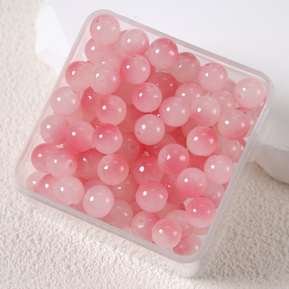 Two-tone glass beads, street market supply accessories, loose glass beads diy Gradient Round Beads Secondary image
