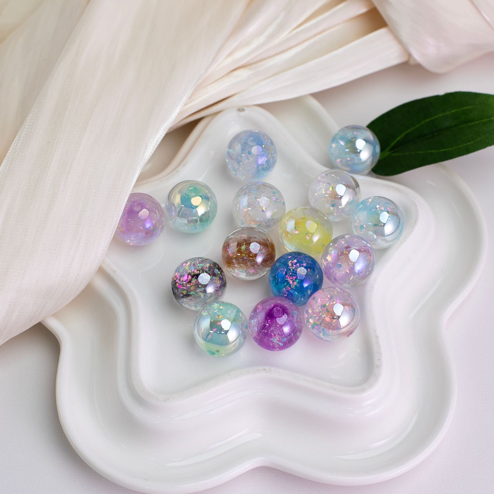 6-16mm Night Opal Optical Electroplated Fine Shimmer Resin Straight Hole Loose Beads diy Mobile phone chain accessories Secondary image