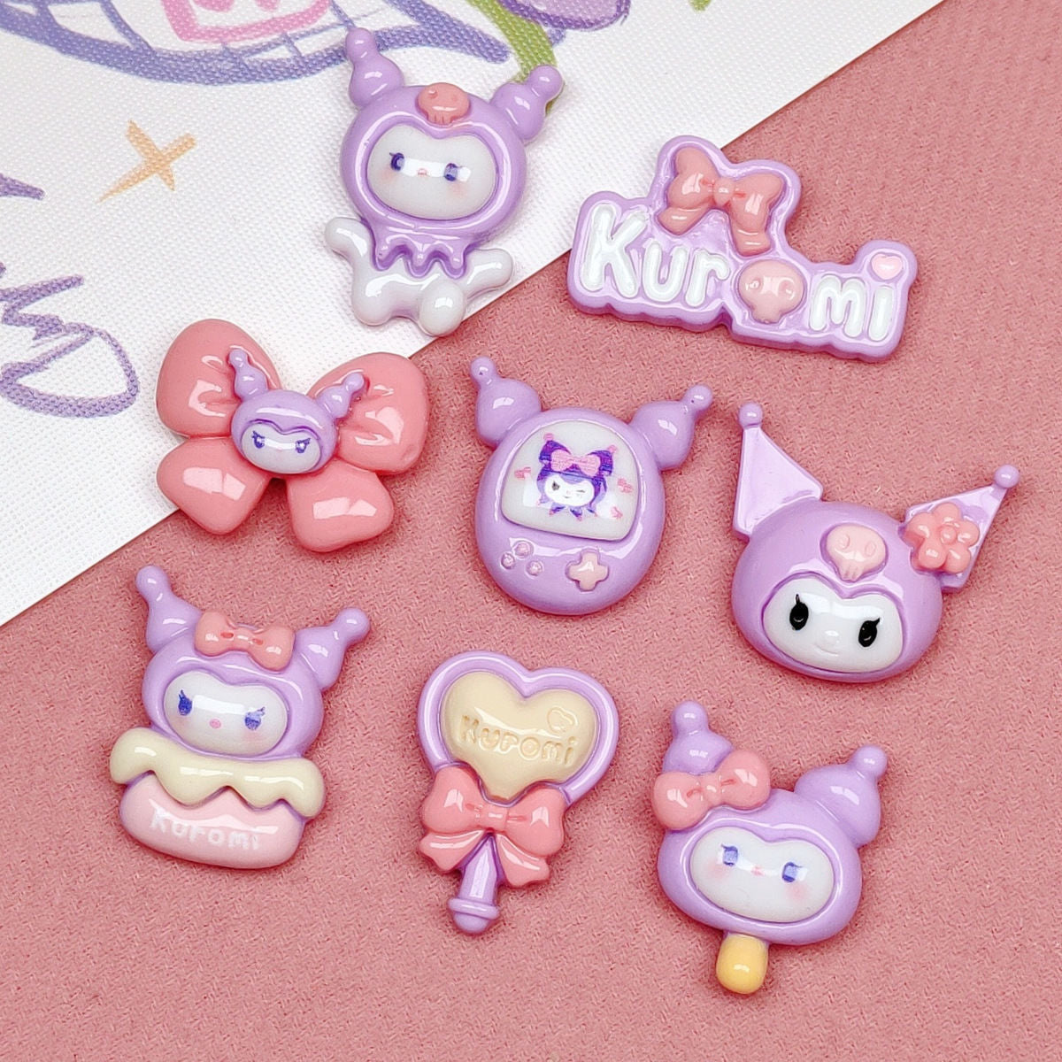 Icy Transparent Black Kuromi Sanrio Bow Cake Popsicle Accessories DIY Cream Glue Phone Case Secondary image