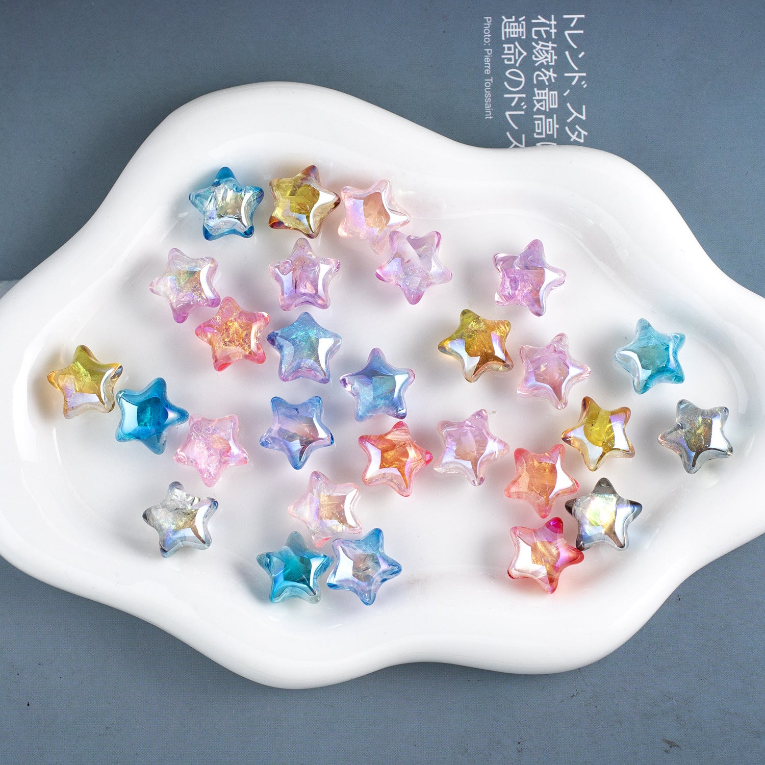 Cold Moon Candy Paper Gradient Star Beads Electroplated Through-Hole Loose Beads diy Mobile phone beaded accessory parts Secondary image