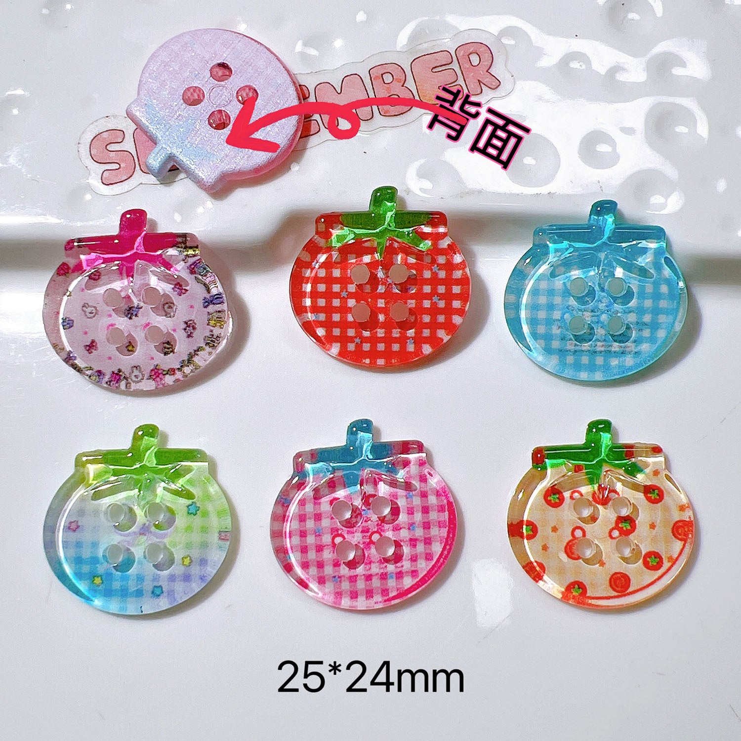 Plastic accessories DIY Handmade flat children's hair accessory patches, shoe decorations, cream glue tomato buttons Secondary image