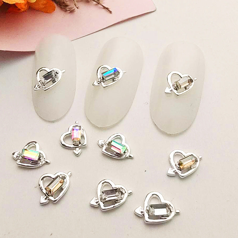 Nail art accessories, nail diamonds, alloy nail stickers, heart-shaped charms DIY Decoration Secondary image