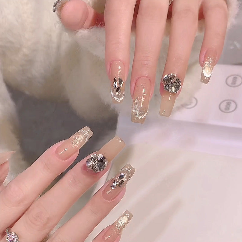 High-quality diamond nail art accessories, super shiny and popular white champagne diamond ball nail decoration Secondary image