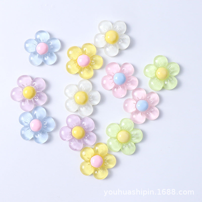 Transparent five-petal flower DIY cream glue resin accessory parts for handmade hair clips, hair ties, and shoe charms Secondary image