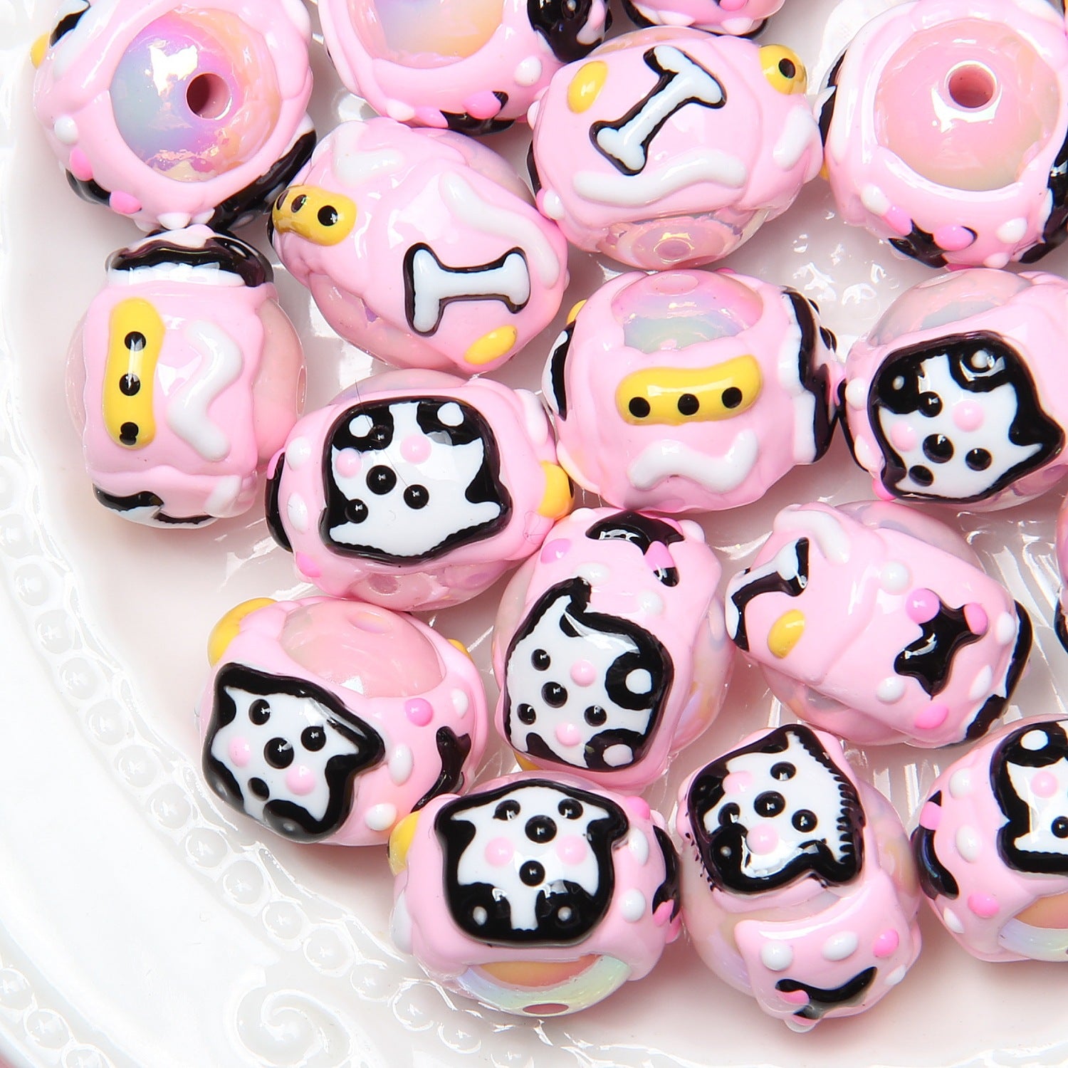 Heavy Oil Hand-Painted Beads Cartoon Pig and Bear Beads String Beads Loose Beads DIY Phone Chain Bracelet diy Secondary image