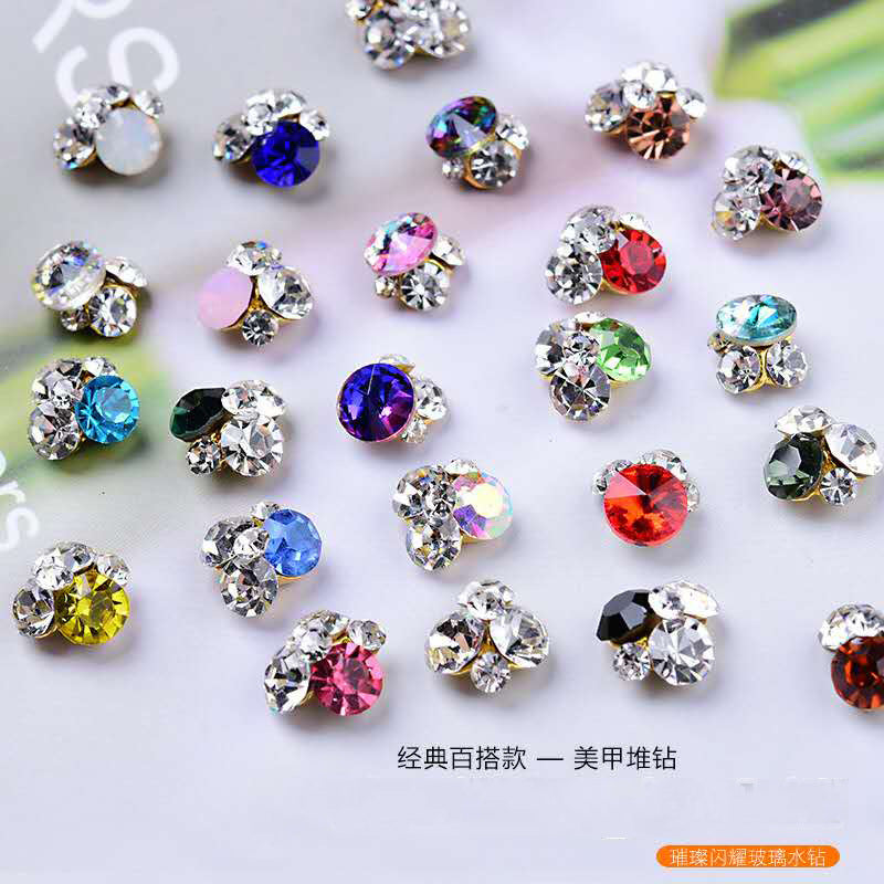 Nail art accessories hand-applied rhinestones DIY Alloy nail stickers for brides, ultra-shiny colorful nail decorations Secondary image