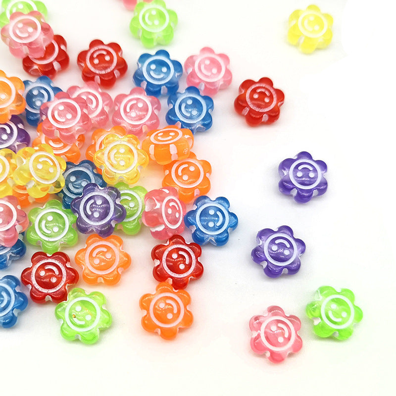 10mm Sunflower Smiley Face Acrylic Beads DIY Loose bead bracelet, phone case, pendant accessories Secondary image
