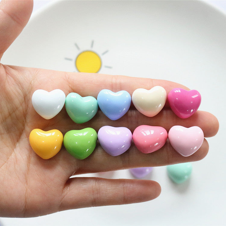Glossy Heart-Shaped Resin Heart DIY Accessories for Girls Hair Clips Handmade Materials Secondary image