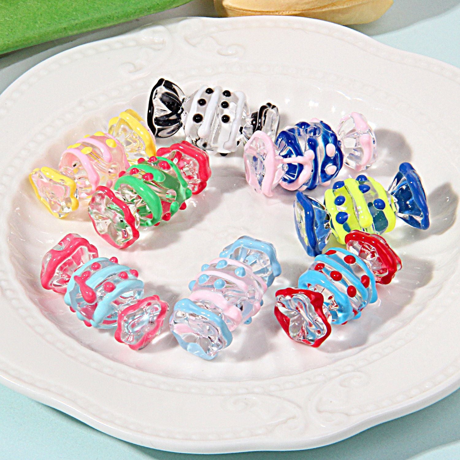 Beaded Candy Hand-painted Beads Bracelet Accessories Phone Chain Beads Mixed Style diy Ornament Material oil beads Secondary image