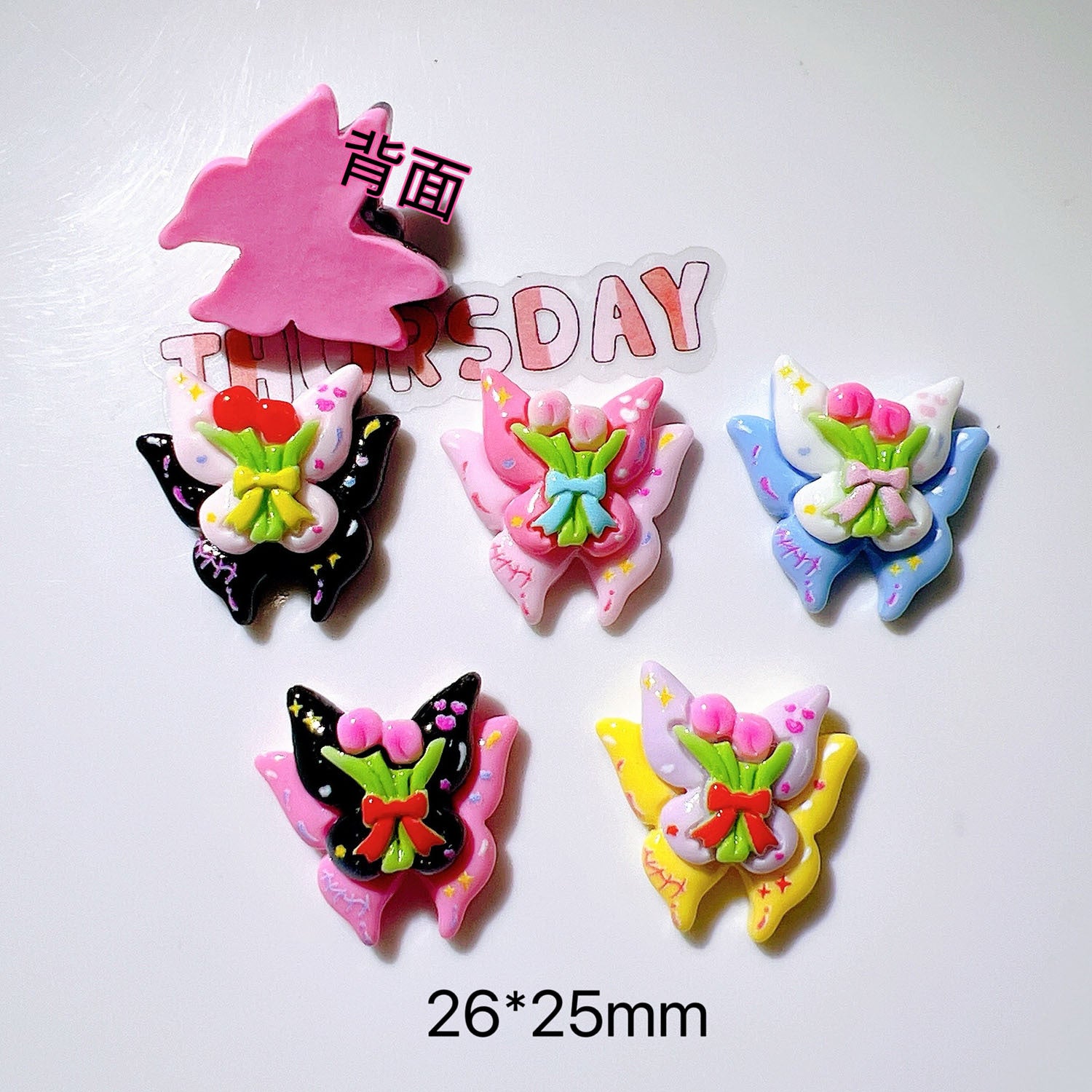 DIY Phone case stickers, flat-bottomed children's hair accessory components, shoe charms, double-layer butterflies Secondary image