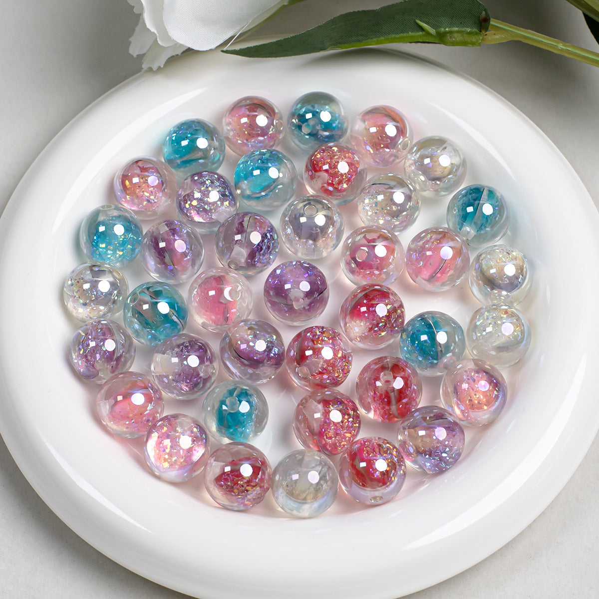 16mm Heartbeat Moment Beads Cold Moon Electroplated Resin Beads with Through Hole diy Mobile phone chain accessory materials Secondary image