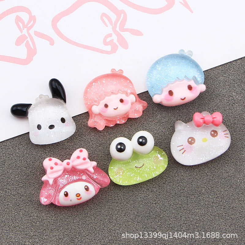 Transparent Sanrio Head Resin Accessories Handmade DIY Cream Glue Phone Case Hairpin Ornaments Fridge Magnets Keychains Secondary image