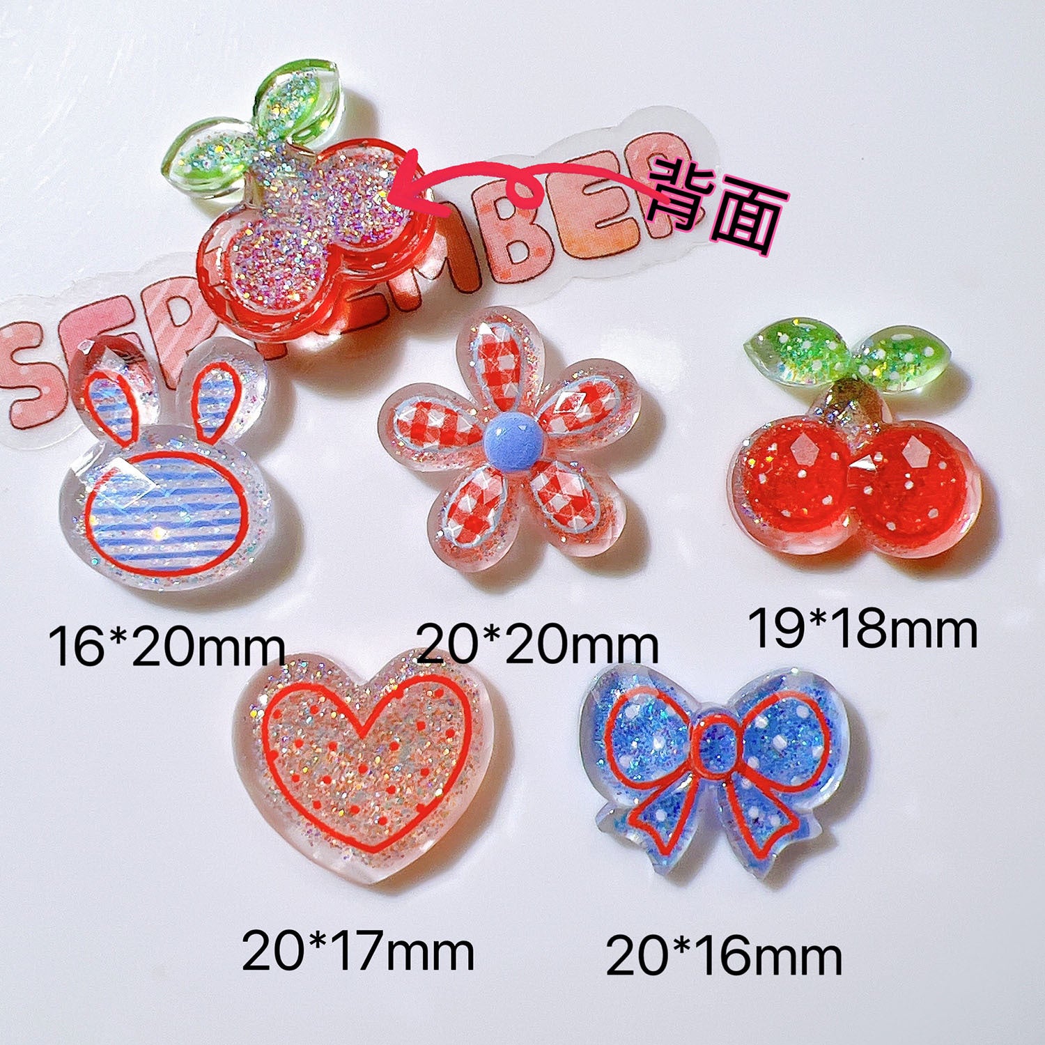diy Handmade materials for shoe decorations, children's hair accessories, clips, and toy sets ab Red plaid pattern Secondary image