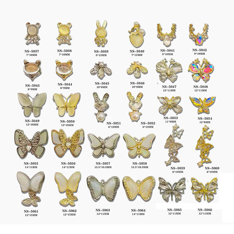 Double-layer mother-of-pearl nail art butterfly decorations, nail decorations, bunny, panda, eye, butterfly alloy Secondary image