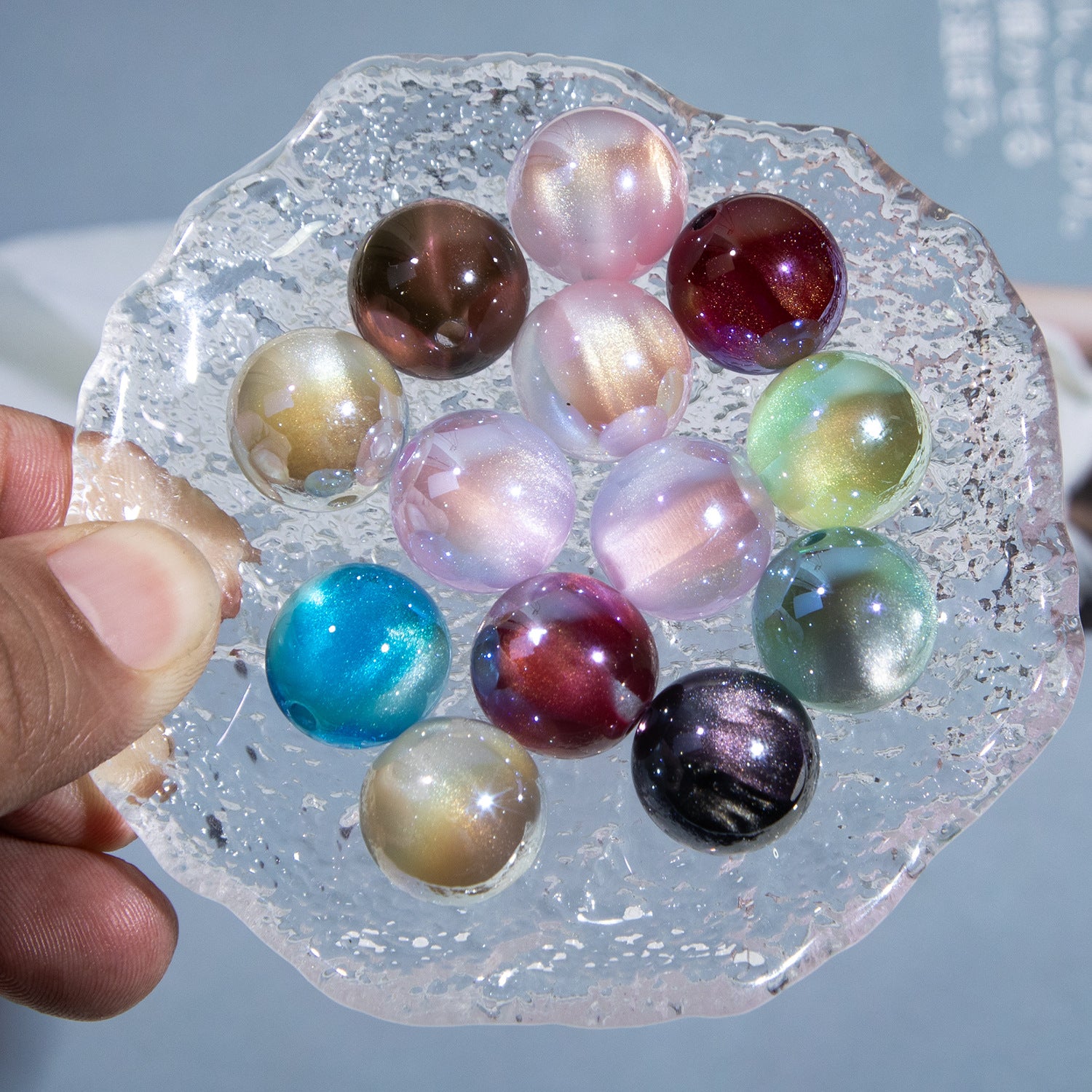 Card-16Cold Moon Beads Cloud Sea Flow Electroplated Resin Through-Hole Loose Beads diy Mobile phone chain accessories Secondary image