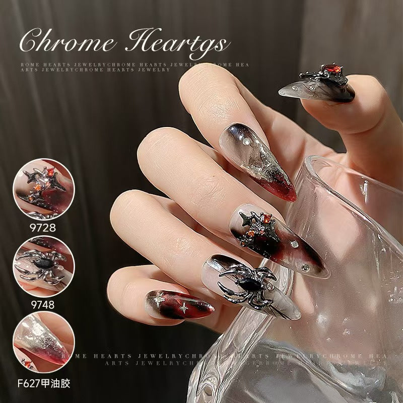 Punk-style nail art accessories with vintage crosses inlaid with black diamonds, Chrome Hearts dark style series accessories Secondary image