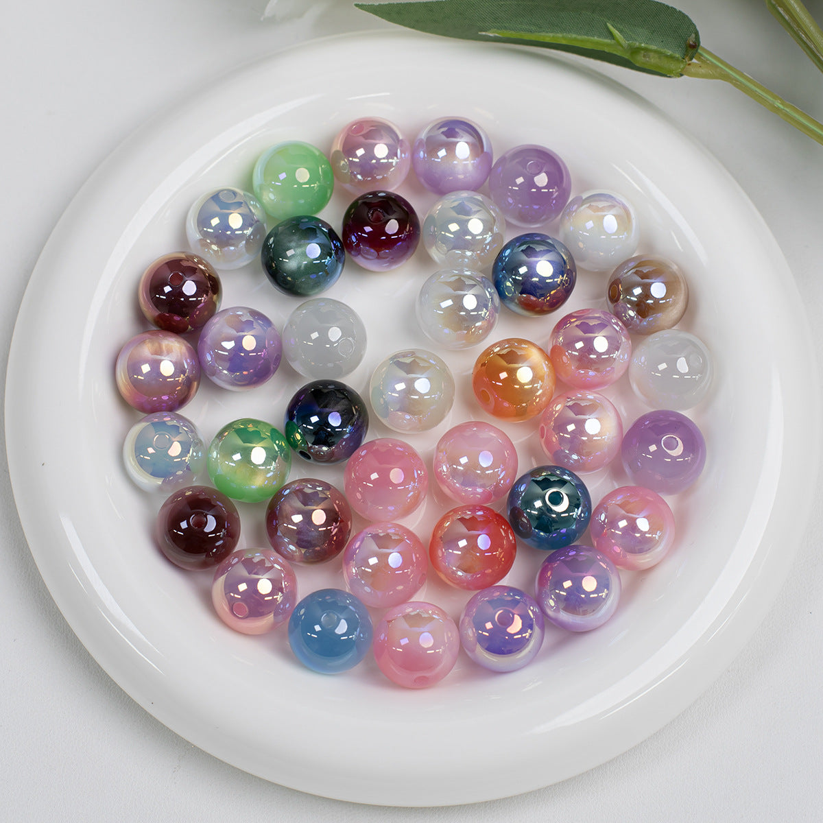 Quicksand Cat Eye Electroplated Imitation Cat Eye Round Beads Resin Straight Hole Loose Beads diy Bracelet accessories Secondary image