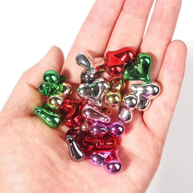 vu カラーコーティングされた桃色のハート型ビーズ（ストレートホール付き）DIY電話チェーン、キーホルダー、ブレスレットアクセサリー、ビーズ サブ画像