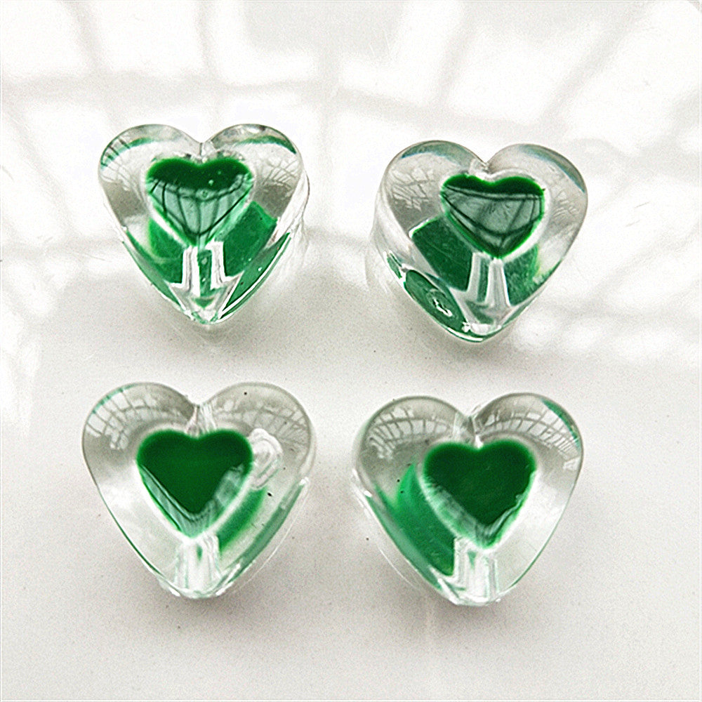 17mm Transparent double-sided oil-dripping heart-shaped bead-in-bead in mixed colors DIY Bracelet beaded jewelry accessories loose beads Secondary image