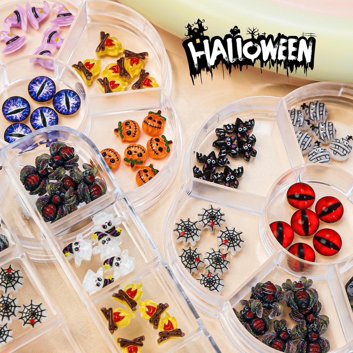 Halloween Cartoon Resin Ornaments Ghost Spider Bat Little Devil Cute and Funny Nail Art Decorations Secondary image